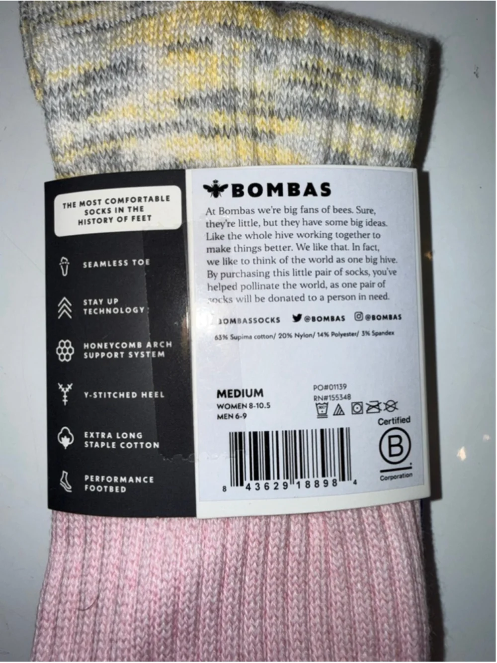 Women’s Bombas Socks size Medium Calf Socks Casual Black & Pink 5 Pairs Nurse